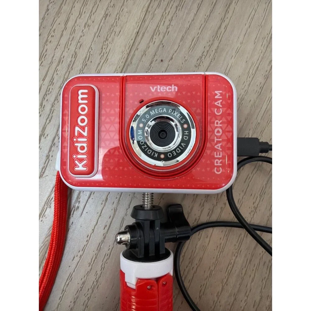 Vtech Kidizoom Creator Cam With Red Grip Handle Tripod & USB Cable For Kids
